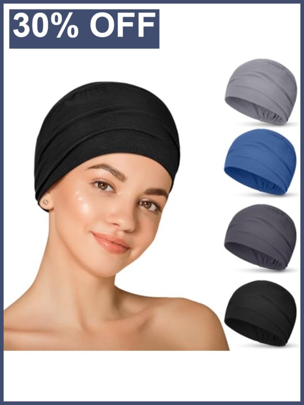 Cotton Chemo Sleep Cap for Women, Stretchy Headwear for Hair Loss, Soft Turban